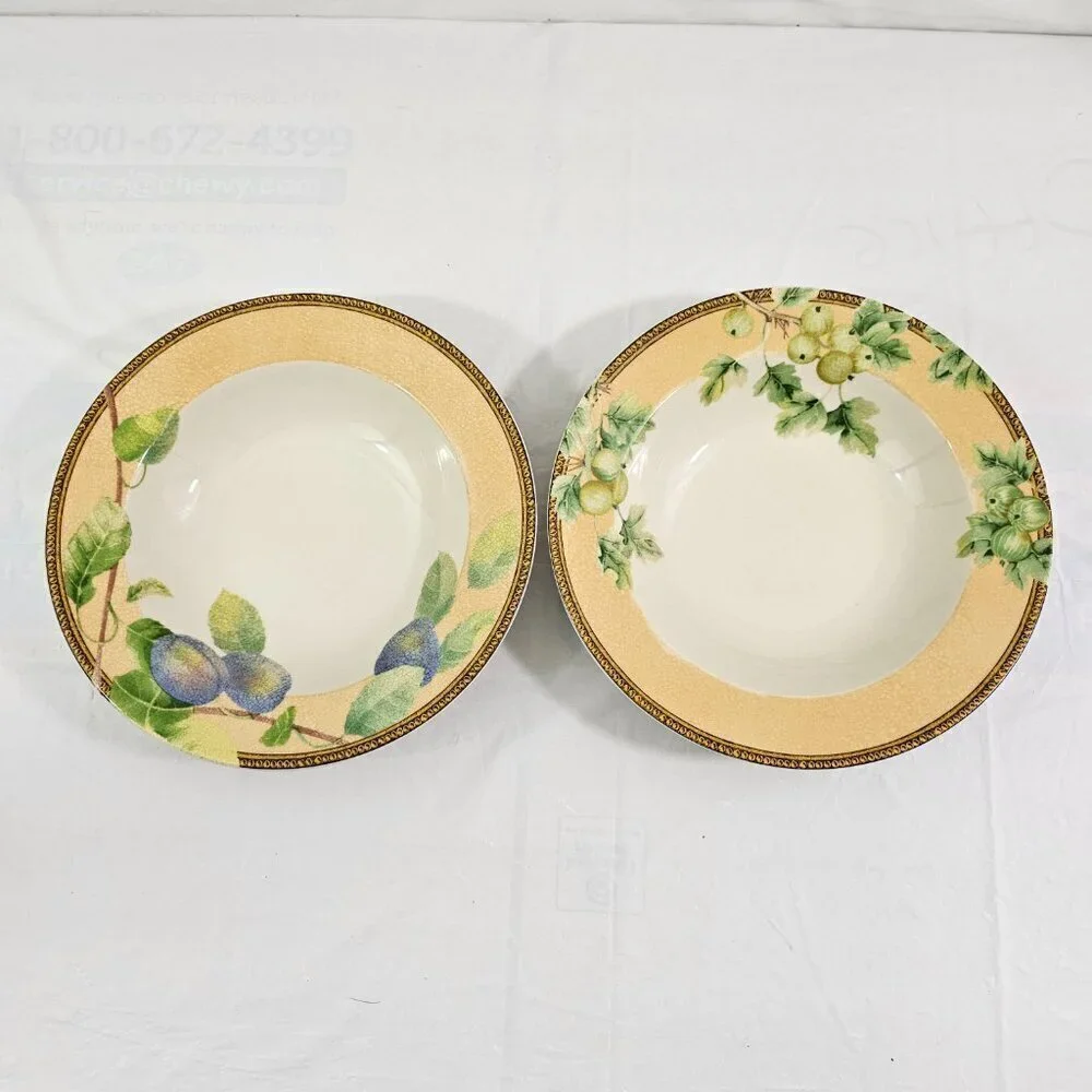 PTS International Interiors Newbury Stoneware Rimmed Soup Salad Bowls – Set of 2